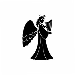 creative Silhouette Angel Singing Icon Vector Illustration 