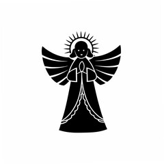 creative Silhouette Angel Singing Icon Vector Illustration 