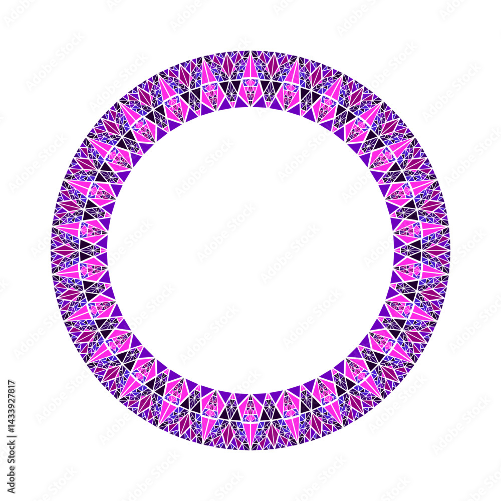 Poster geometrical colorful abstract triangular mosaic circle wreath - circular round vector element