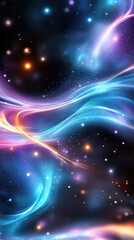 Obraz premium Vibrant cosmic waves in a colorful galactic backdrop