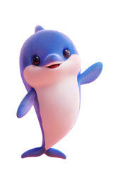 Obraz premium Adorable cartoon dolphin character design cute friendly happy smiling sea on transparent background