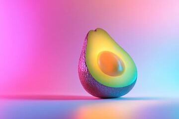 Vibrant Avocado Half with Bright Colors and Soft Lighting on a Gradient Background