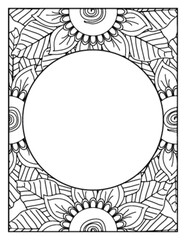 Fototapeta premium Flowers Circle Adult Coloring Pages