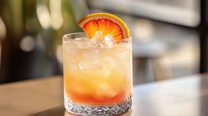 Refreshing Summer Cocktail with Blood Orange Garnish