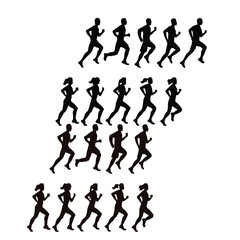"Running Silhouettes, Athlete Movement Icons, Fitness Action Illustration, Exercise Symbol, Sprinting Pose, 