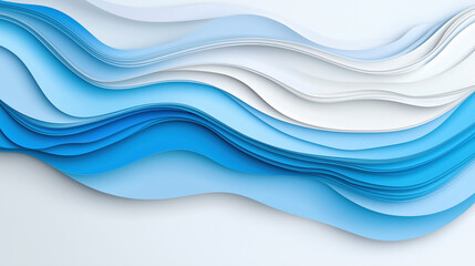 Fototapeta premium Creative paper waves in blue and white design