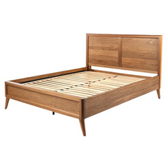 Modern Wooden Bed Frame Design isolated on transparent background  
