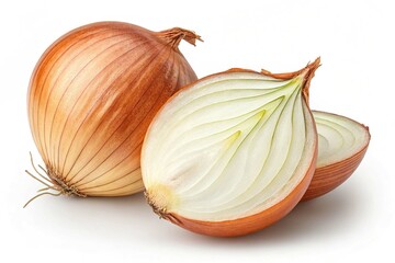 Fresh whole onion isolated on white background