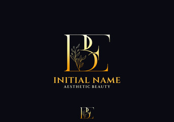 Letter BE Beauty Logo with Flourish Ornament Luxury