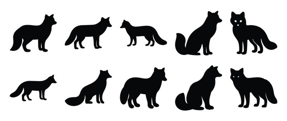 Collection of elegant fox silhouette designs for various creative applications and projects