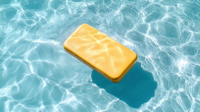 Floating yellow rectangle in a pool