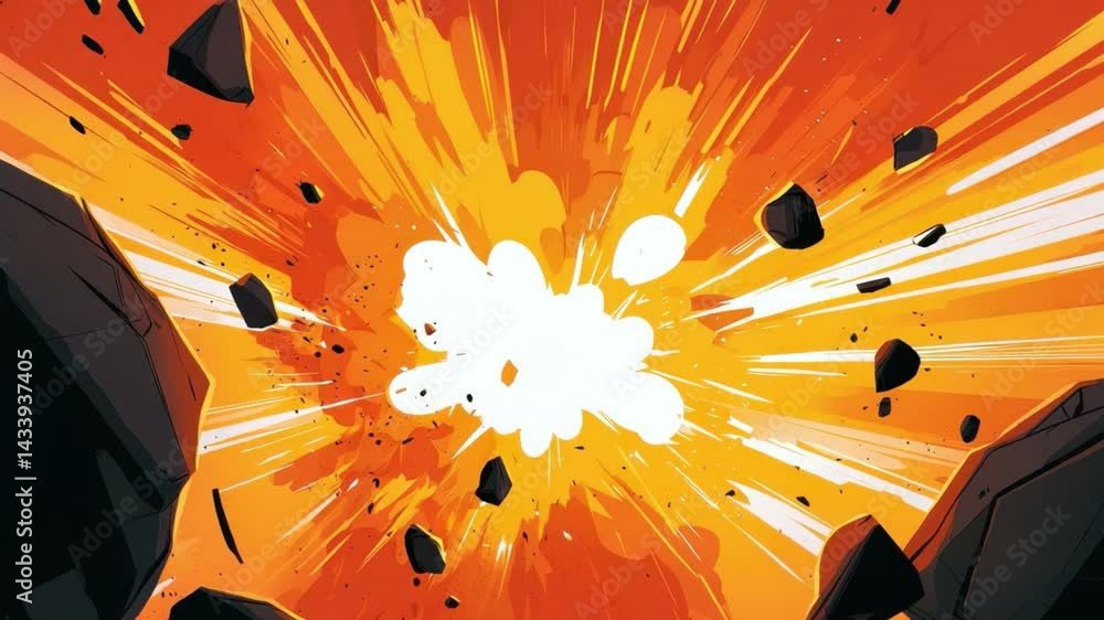 Poster explosive burst of energy demonstrating dynamic force and vibrant colors in abstract digital art des