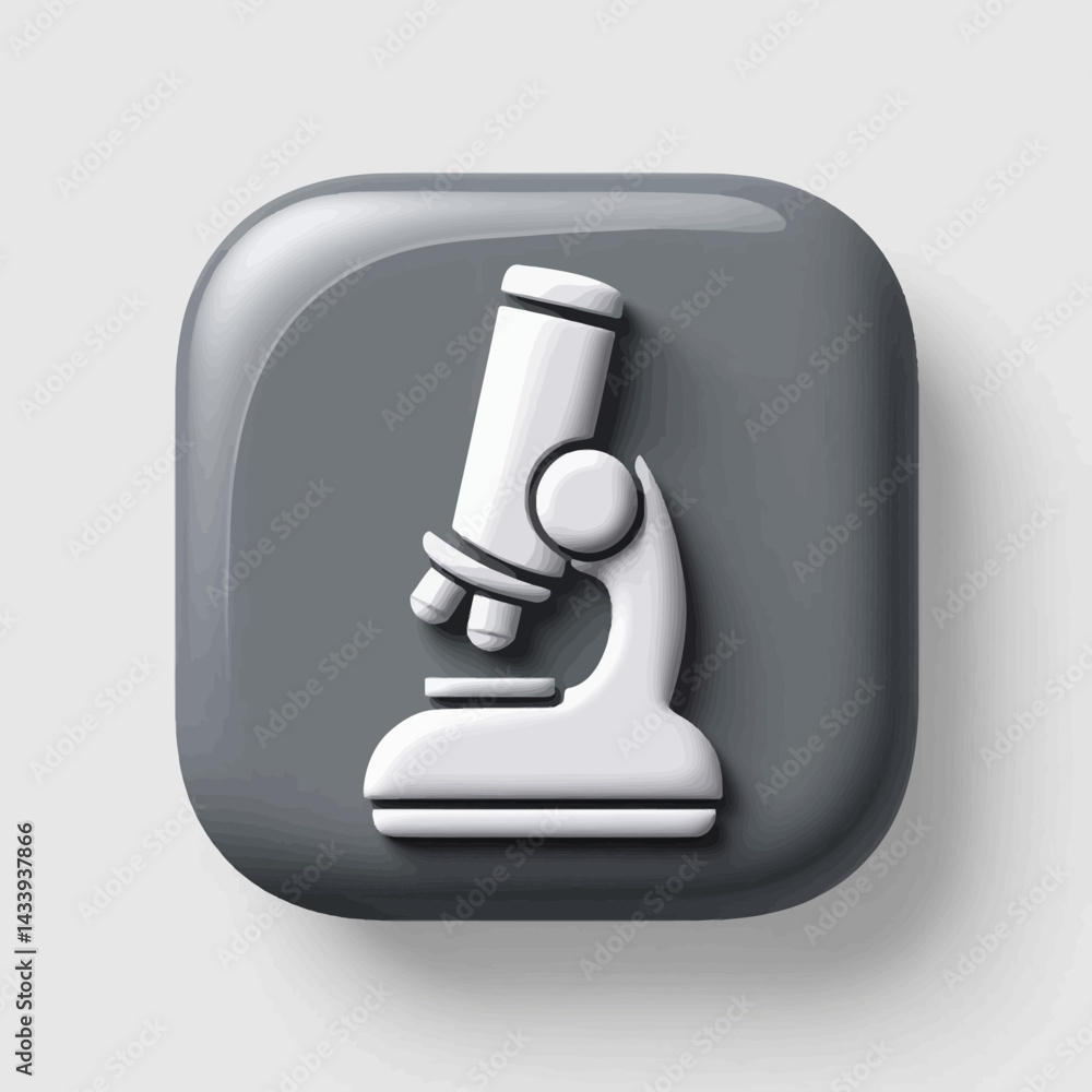 Poster modern 3d icon of a microscope on grey square