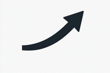 A black curved arrow pointing upwards on a white background