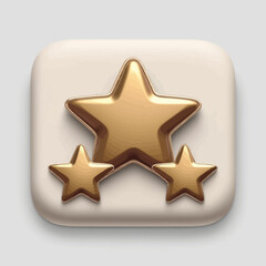 Three Gold Stars on Rounded Square Background