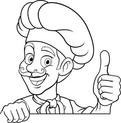 Chef Baker Cartoon Cook Mascot Man Menu Sign Board