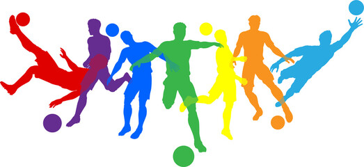 Soccer Football Players Male Men Silhouettes Group