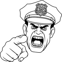 Policeman Angry Police Man Cartoon Character Cop