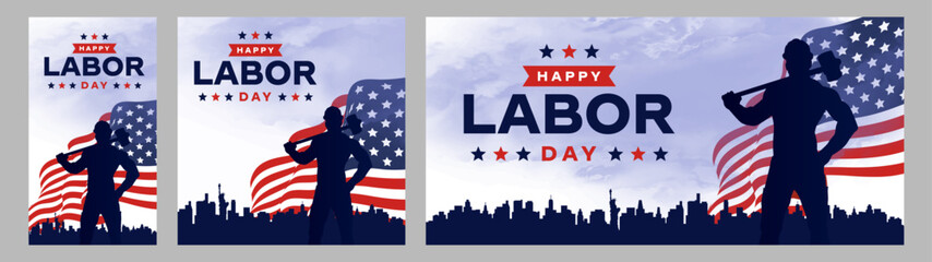 Happy labor day in United States of America background vector. America flag with labor day typography. USA worker poster. 1 May America.	