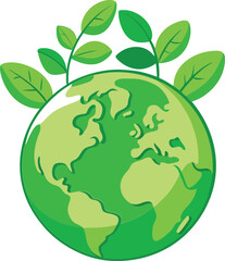 World Environment Day Vector Illustration of the Earth with Flourishing Leaves – Ideal for Eco-Friendly, Sustainable Design Projects and Global Environmental Awareness Campaigns