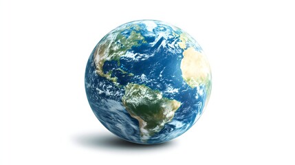 Fototapeta premium Planet Earth isolated on white background, North and South America visible, realistic globe