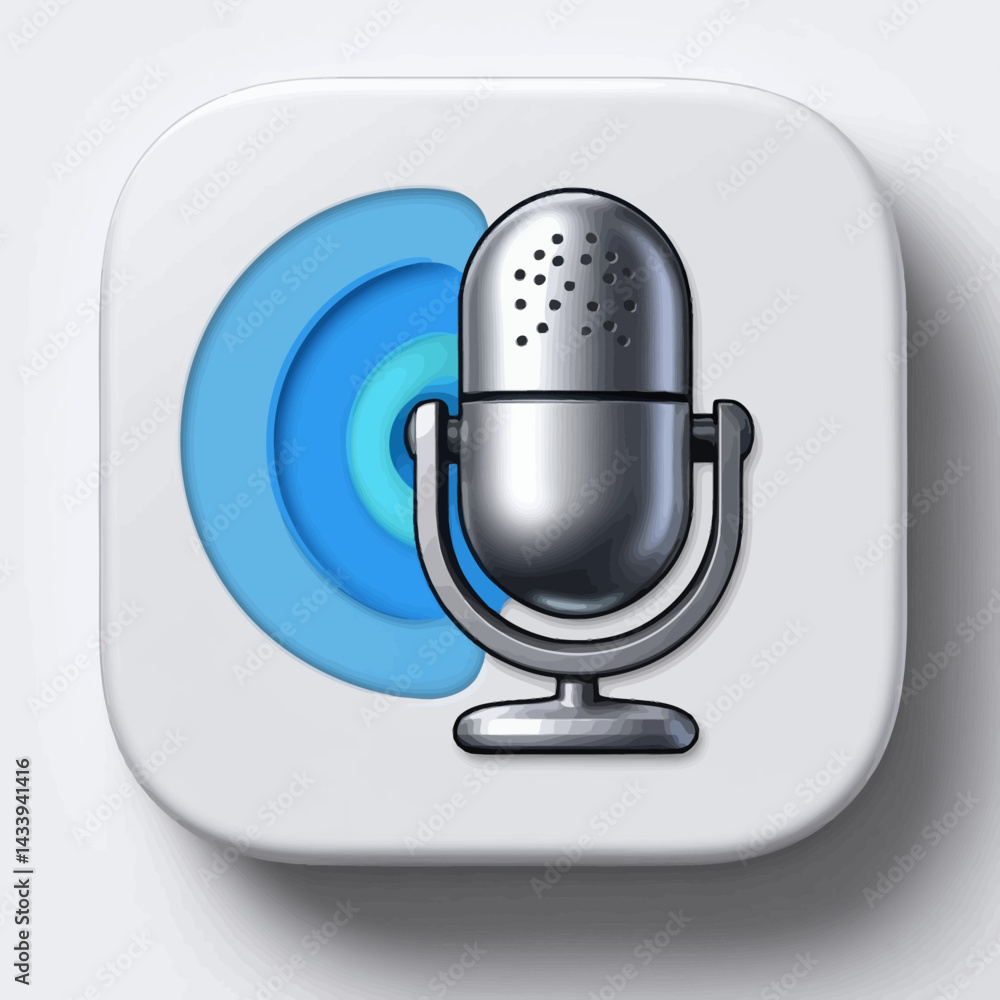 Poster microphone icon on rounded square background