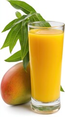Fototapeta premium Refreshing mango juice and whole fruit experience kitchen beverage showcase bright healthy lifestyle