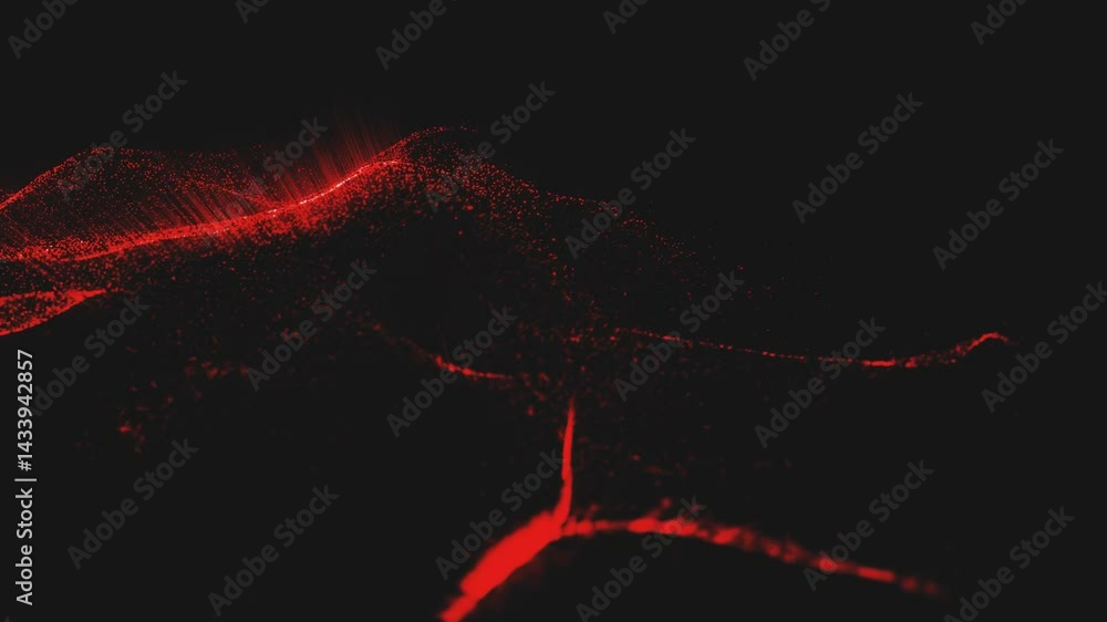 Poster colorful luminescent particles drift and swirl in a dark space, forming captivating patterns and sha