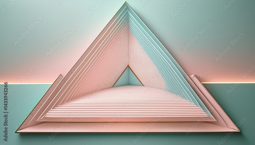 Poster dynamic geometric triangle design contemporary art exhibit digital artwork modern gallery aerial vie