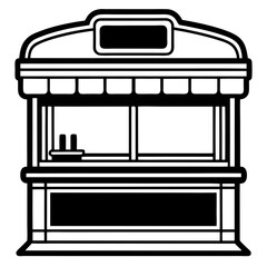 Black and White Diner Icon - Retro Restaurant Vector Illustration