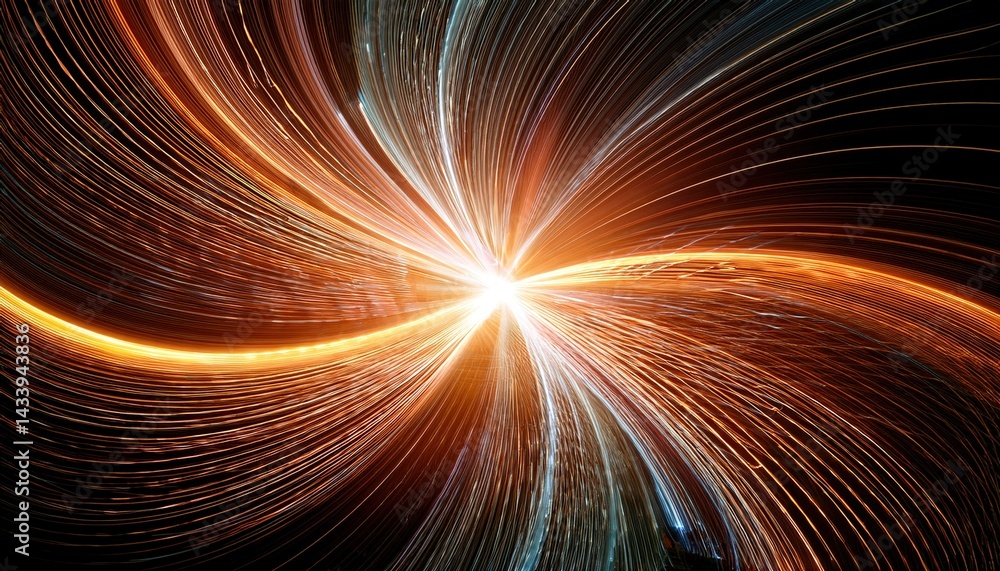 Poster dynamic light trails creating cosmic patterns in outer space abstract art digital creation vibrant c