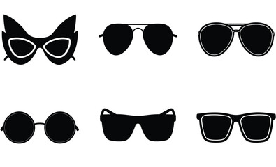 Sunglass Vector Silhouette Collection: Fashion, Eyewear Icons

