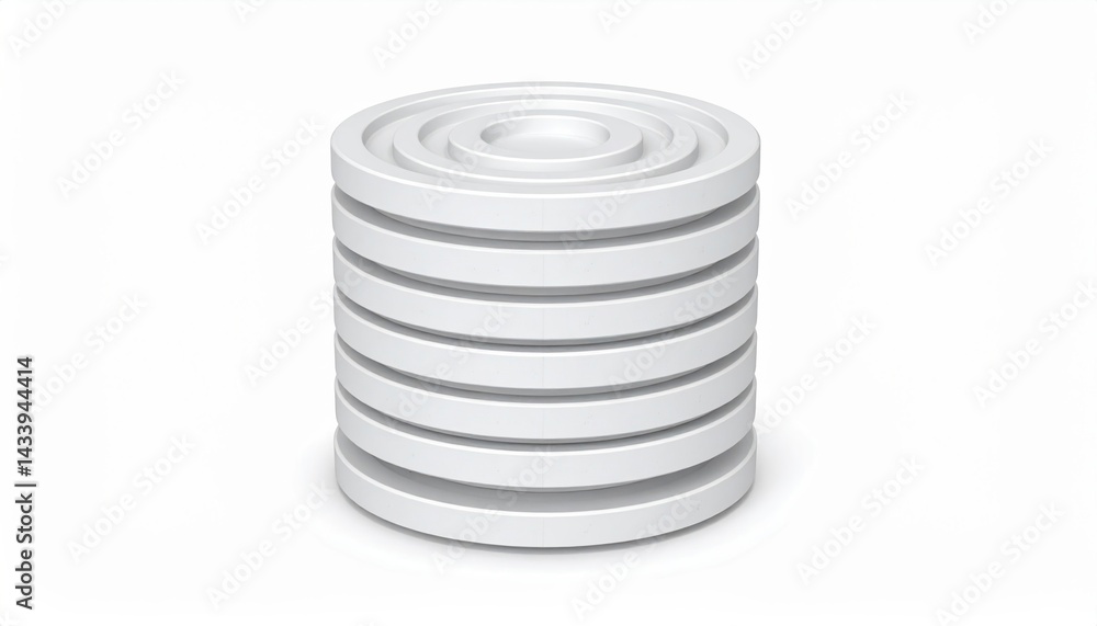 Poster stacked white cylinders displaying minimalist design studio setting product photography clean aesthe