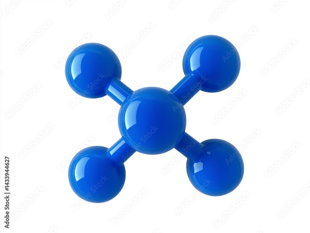 Poster abstract blue molecule structure 3d rendering