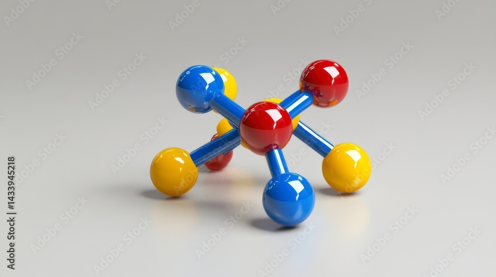 Aufkleber abstract colorful molecular structure 3d render