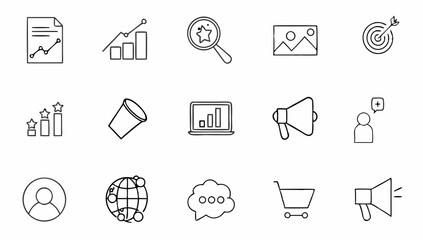 digital marketing set of web icons in line style  .eps