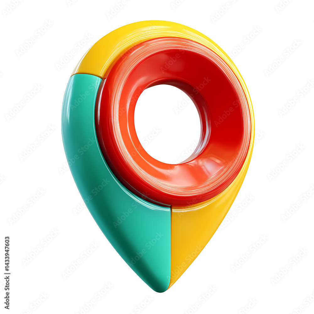 Poster abstract colorful 3d location pin marker design element