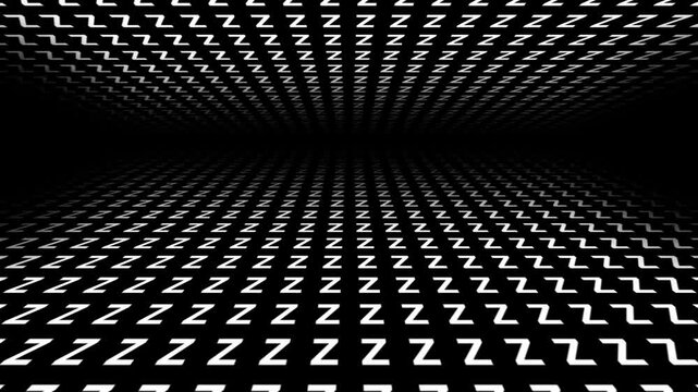 retro futuristic background animation of space tunnel travel ship pov perspective movement of alphabeth letter Z