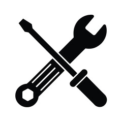 Wrench and Screwdriver Vector Style Icon