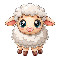 Adorable Cartoon Lamb Cute Sheep Illustration on transparent background