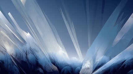 Abstract line art of mountain peaks with light rays, winter landscape concept. Perfect for backgrounds, wallpapers, and modern designs.