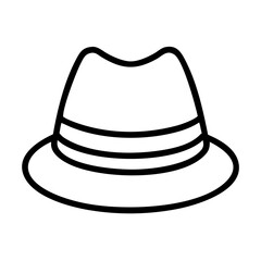 trilby line drawn beauty fashion industry. vector art - outline icon trilby, isolated white background