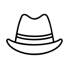 trilby line drawn beauty fashion industry. vector art - outline icon trilby, isolated white background