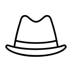 trilby line drawn beauty fashion industry. vector art - outline icon trilby, isolated white background