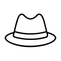 fedora line drawn beauty fashion industry. vector art - outline icon fedora, isolated white background