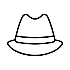 fedora line drawn beauty fashion industry. vector art - outline icon fedora, isolated white background