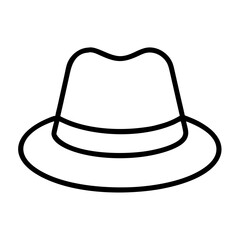 fedora line drawn beauty fashion industry. vector art - outline icon fedora, isolated white background