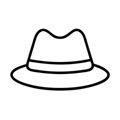 fedora line drawn beauty fashion industry. vector art - outline icon fedora, isolated white background