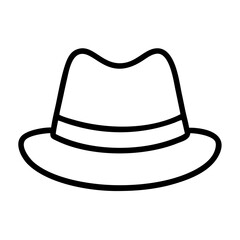 fedora line drawn beauty fashion industry. vector art - outline icon fedora, isolated white background