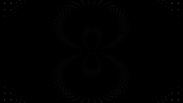 Flat Halftone white light on black background animation opening cinema flashing spreading at pattern direction form center gradually, Trippy Mirror Kaleidoscope